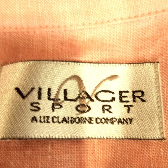 VILLAGER SPORT Peachy Pink Linen Blend Blouse. M Office Preppy Classic - Picture 5 of 8